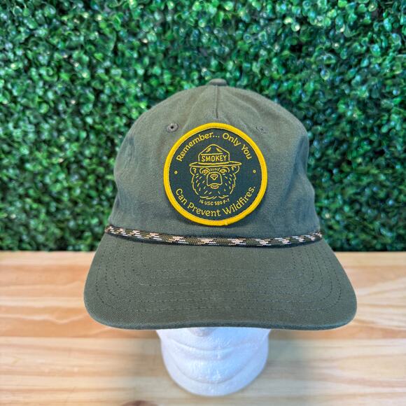 Smokey The Bear Only You Can Prevent Wildfire Snapback Hat Green Patch w/ Rope - Picture 1 of 7